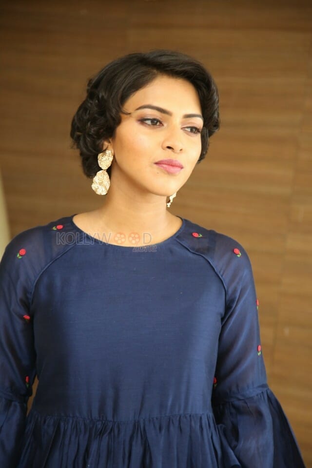 Actress Amala Paul Blue Dress Photos