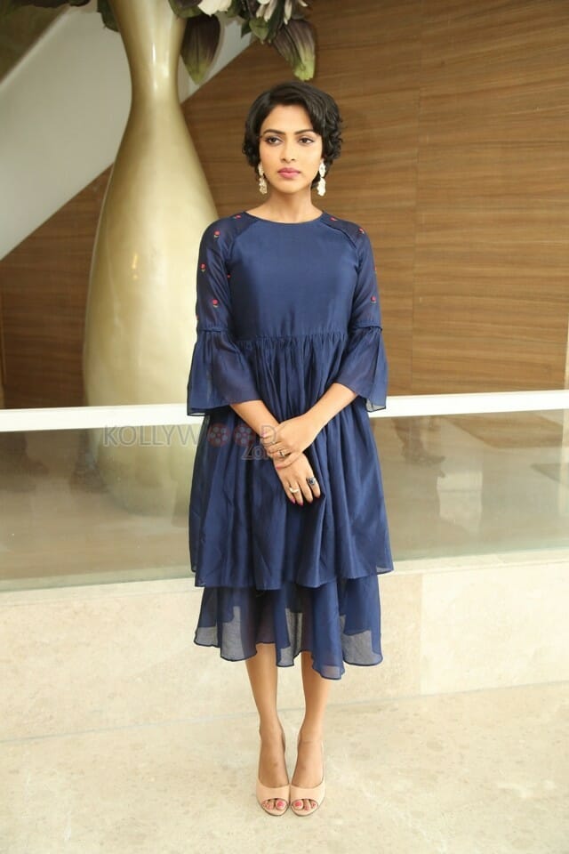 Actress Amala Paul Blue Dress Photos