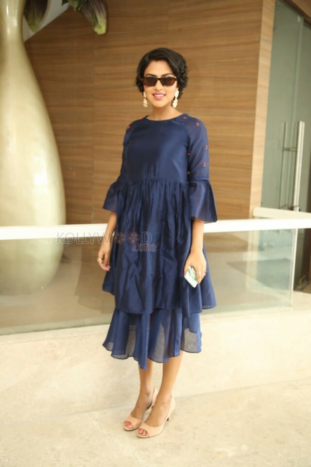 Actress Amala Paul Blue Dress Photos