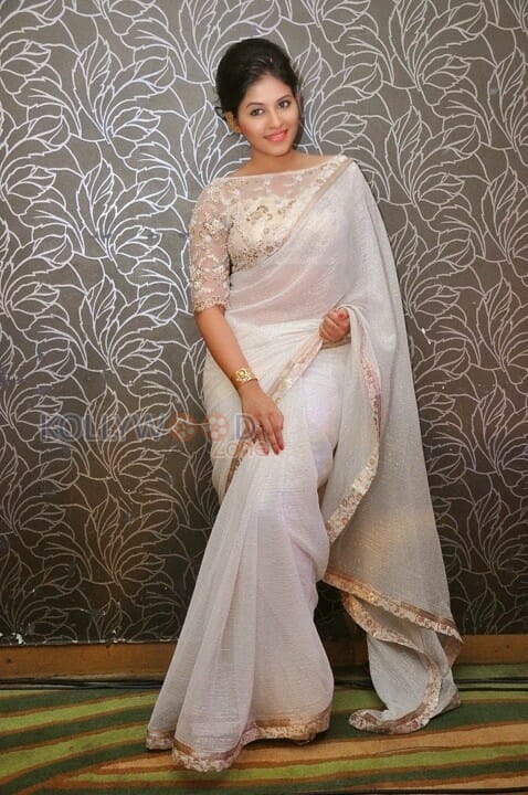 Actress Anjali White Saree Photoshoot Stills