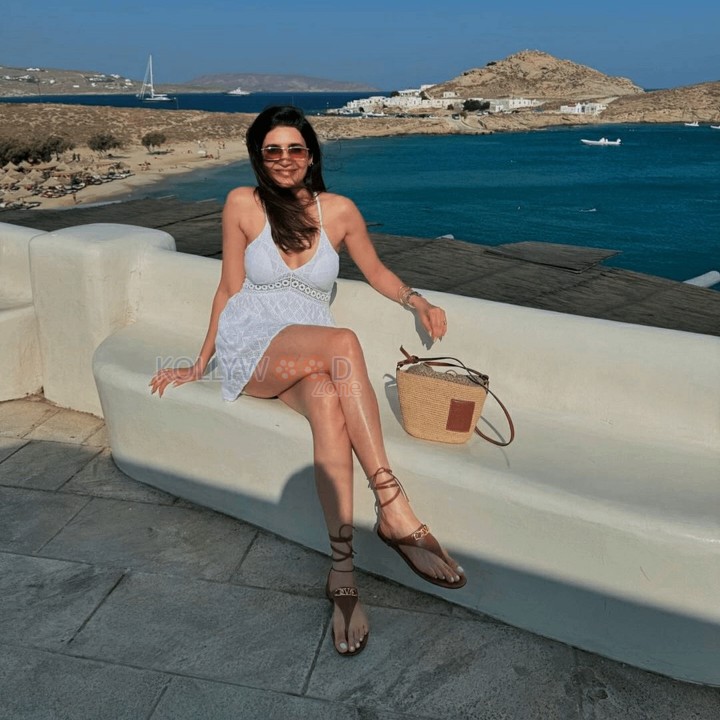 Actress Karishma Tanna Holidaying in a White Mini Dress Pictures 03