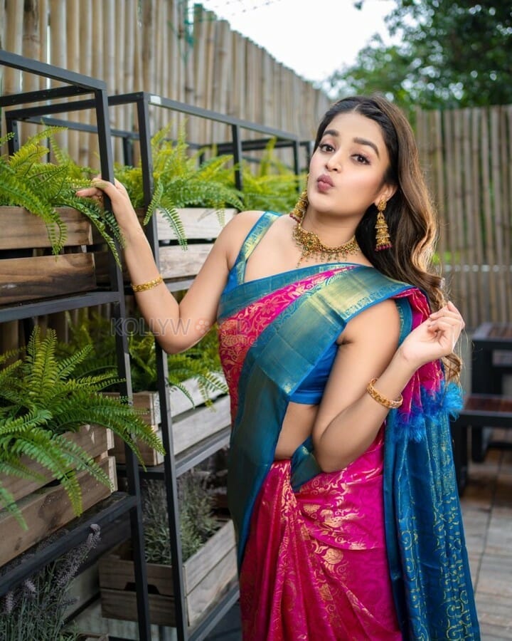 Actress Nidhhi Agerwal Silk Saree Photos