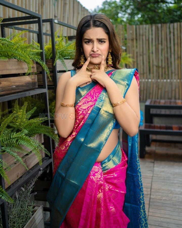 Actress Nidhhi Agerwal Silk Saree Photos