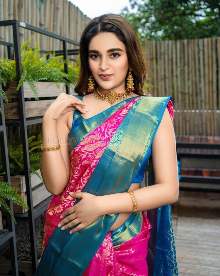 Actress Nidhhi Agerwal Silk Saree Photos