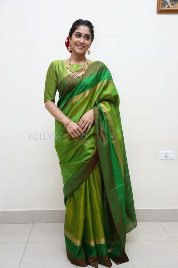 Actress Regina Green Saree Photos