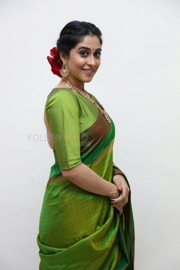 Actress Regina Green Saree Photos