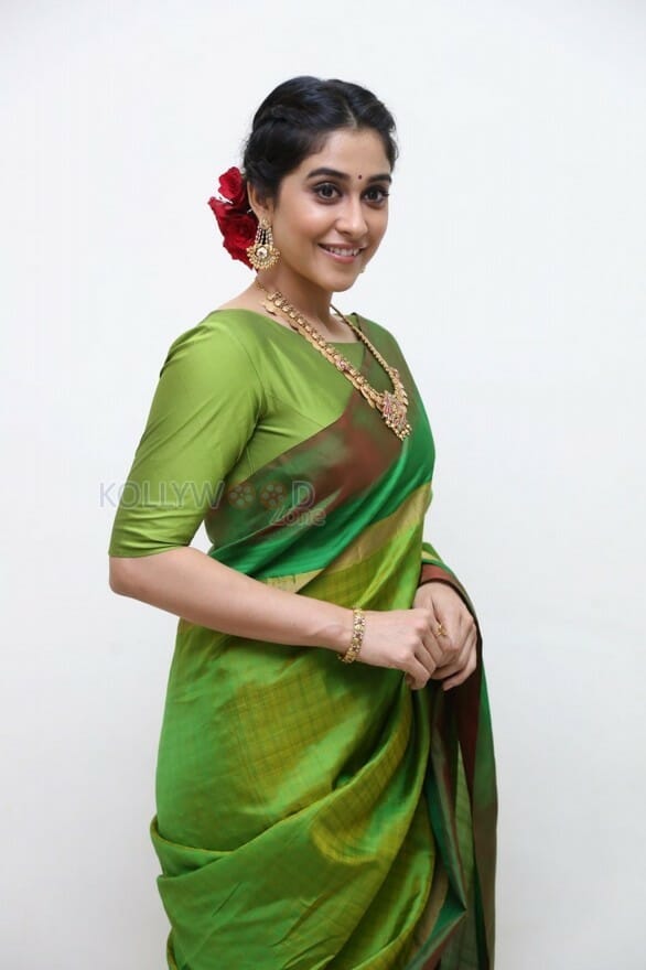 Actress Regina Green Saree Photos