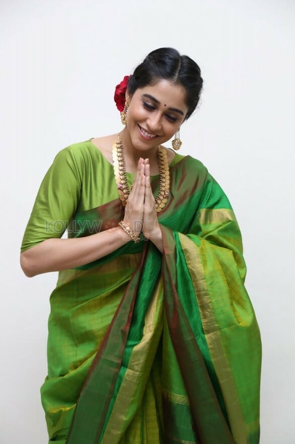 Actress Regina Green Saree Photos