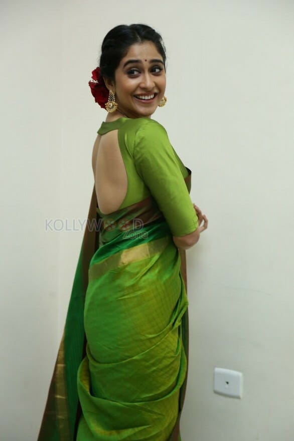 Actress Regina Green Saree Photos