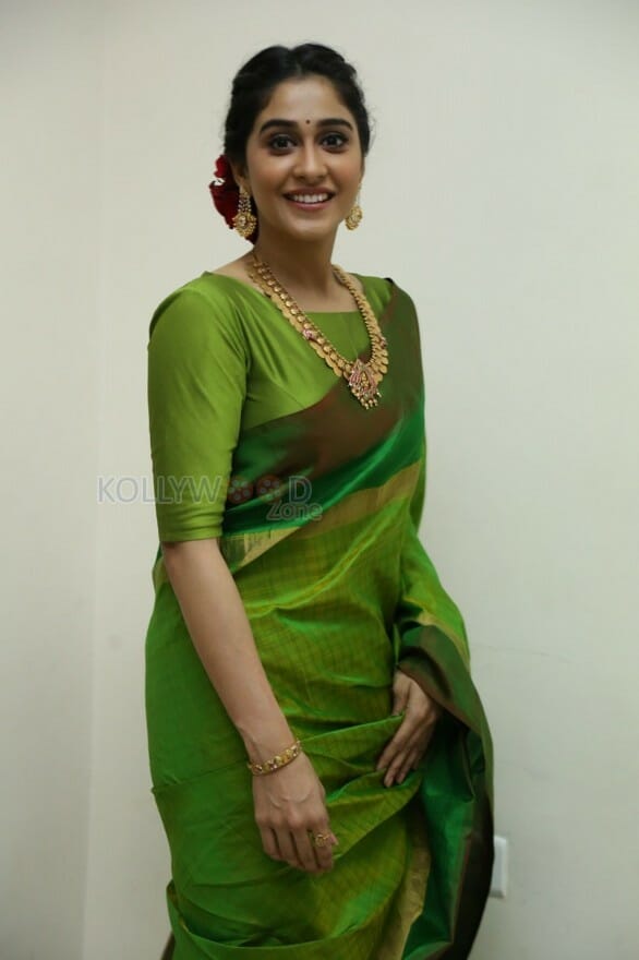 Actress Regina Green Saree Photos