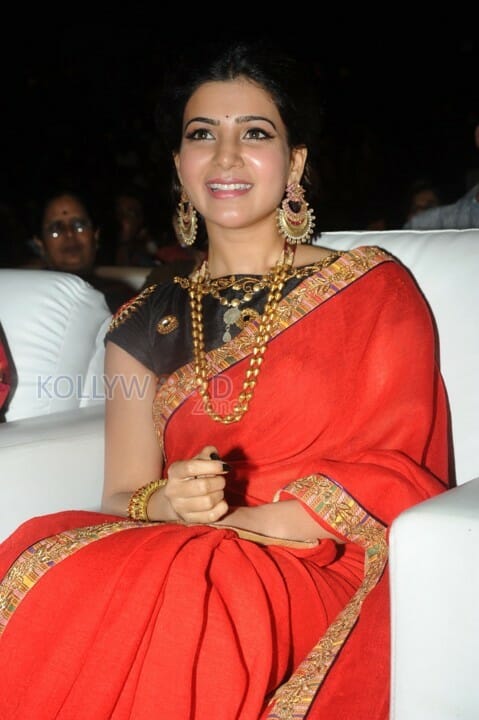 Actress Samantha Red Saree Photos