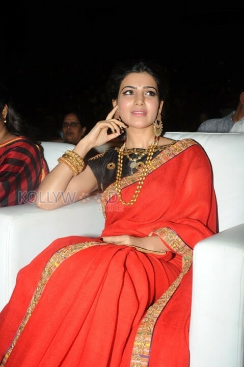 Actress Samantha Red Saree Photos