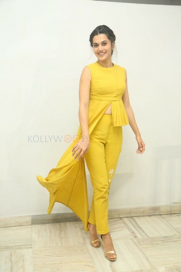 Actress Taapsee Pannu Yellow Dress Photos