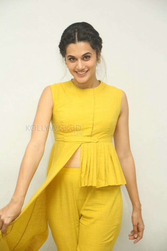 Actress Taapsee Pannu Yellow Dress Photos