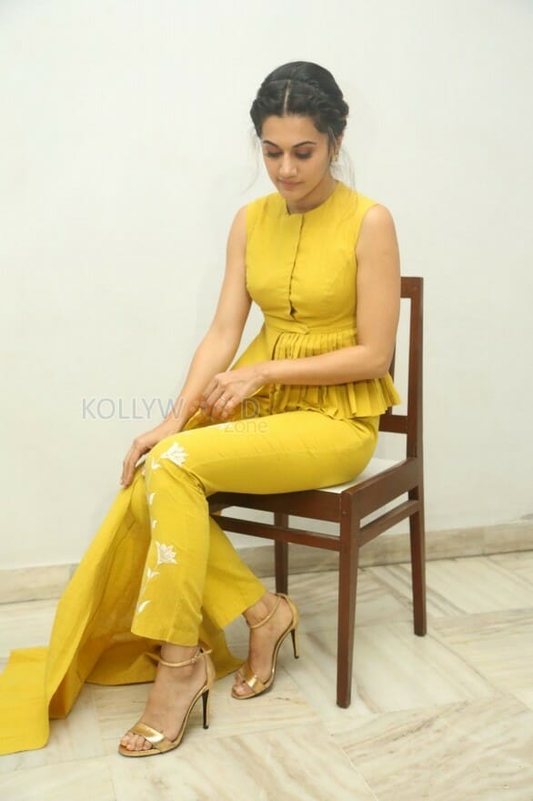 Actress Taapsee Pannu Yellow Dress Photos