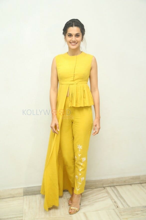 Actress Taapsee Pannu Yellow Dress Photos