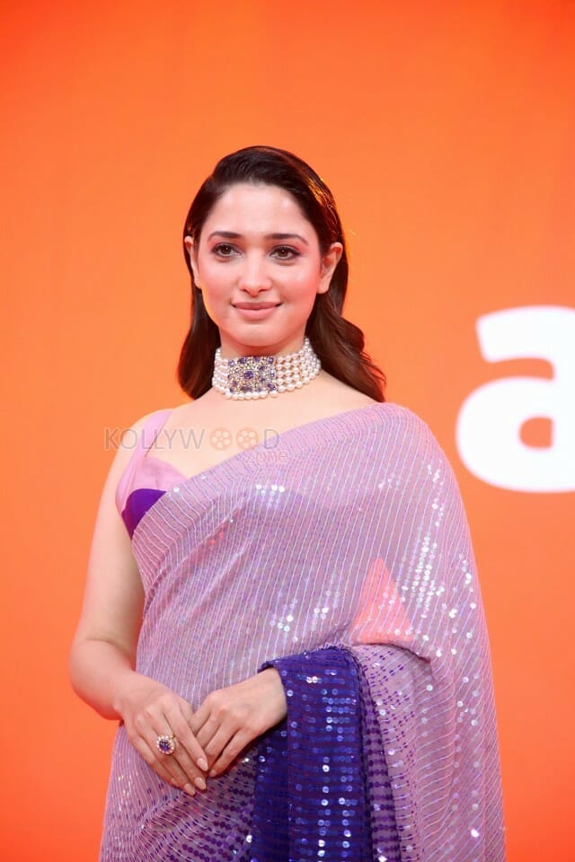 Actress Tamanna At Aha Event An Evening With A Galaxy Of Stars Beautiful Saree Photos