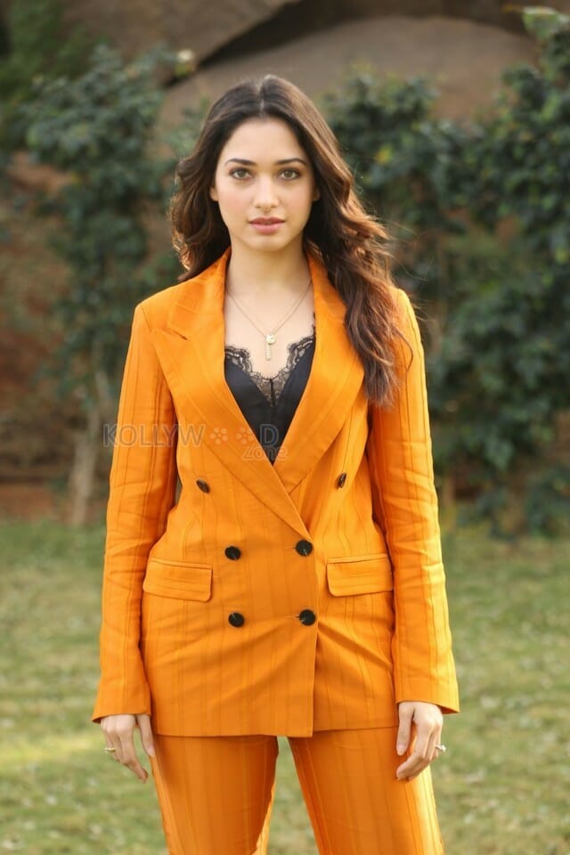 Actress Tamanna Orange Dress Interview Photos