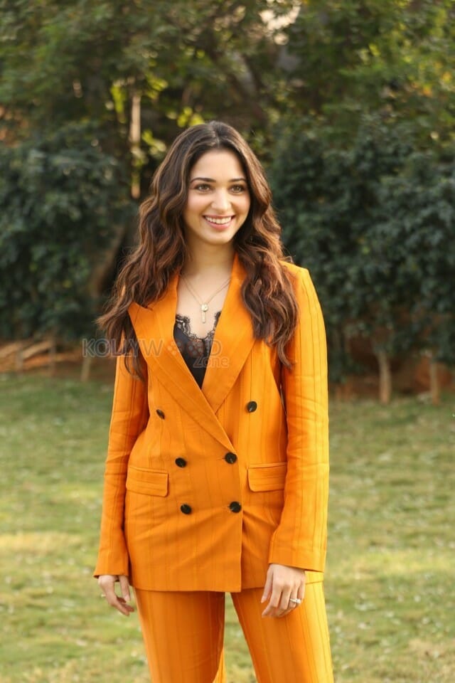 Actress Tamanna Orange Dress Interview Photos