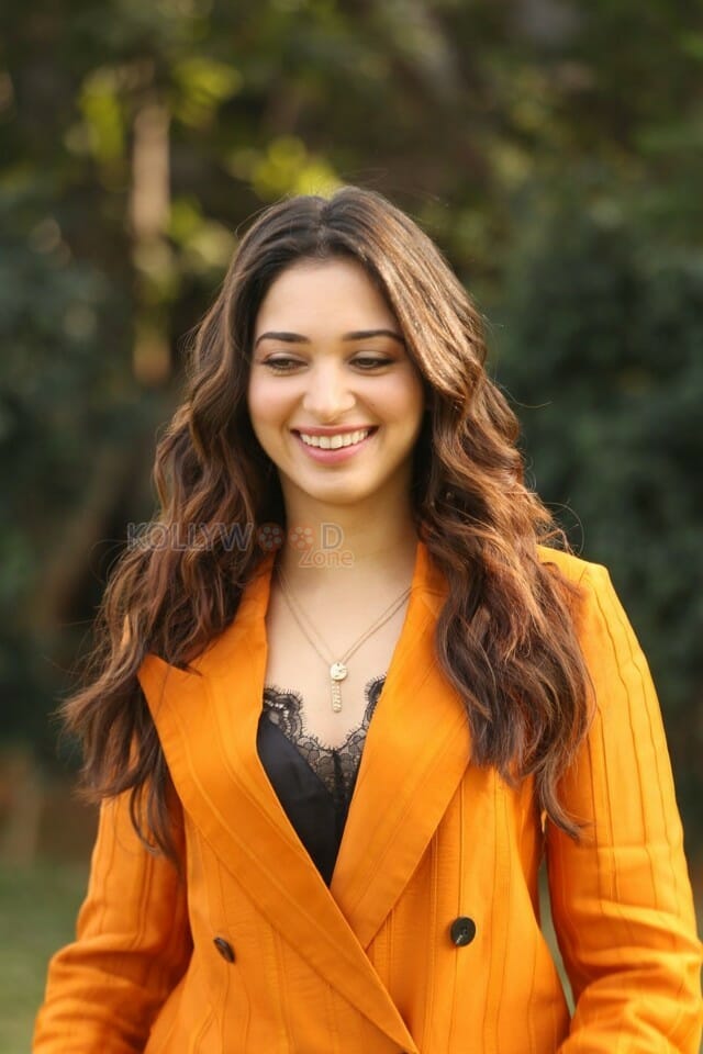 Actress Tamanna Orange Dress Interview Photos