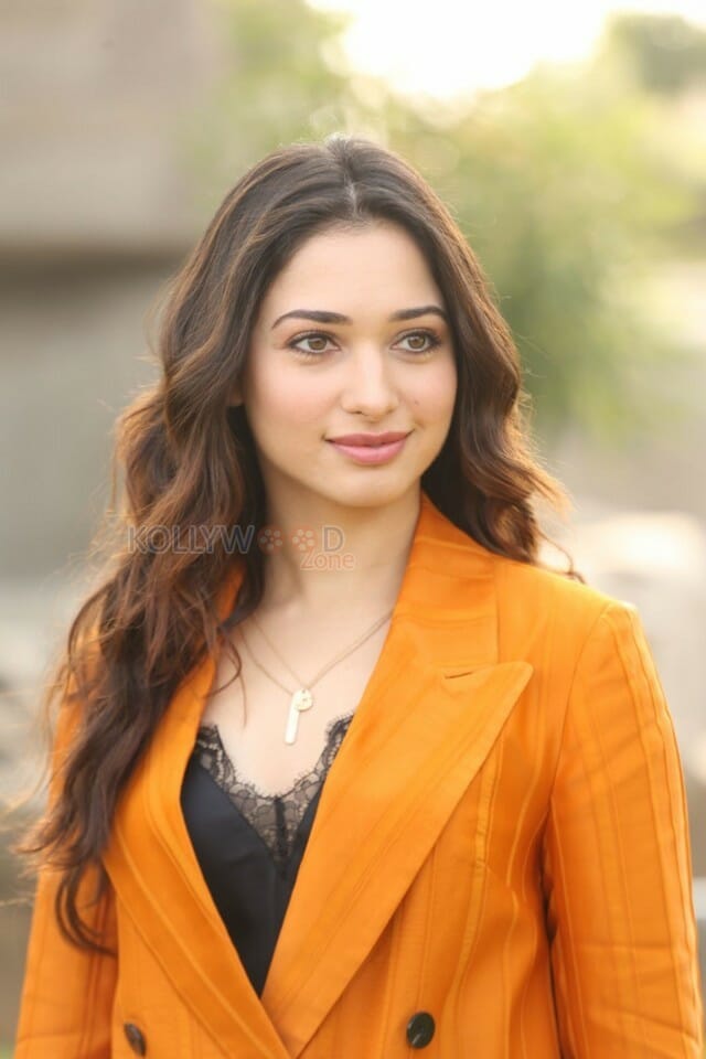 Actress Tamanna Orange Dress Interview Photos