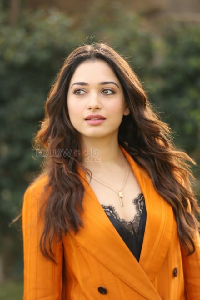 Actress Tamanna Orange Dress Interview Photos