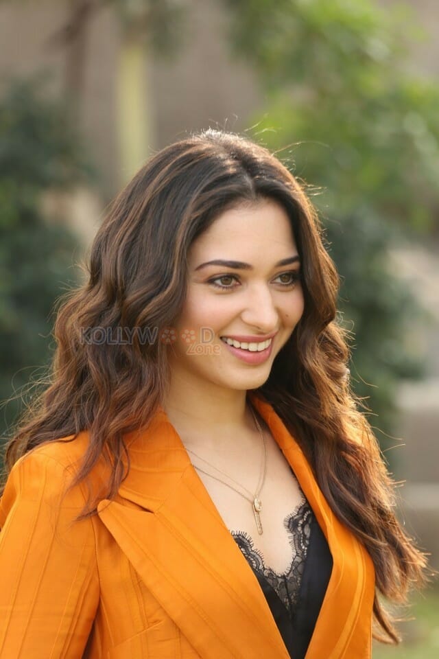 Actress Tamanna Orange Dress Interview Photos