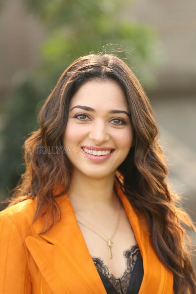 Actress Tamanna Orange Dress Interview Photos