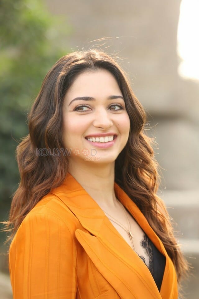 Actress Tamanna Orange Dress Interview Photos