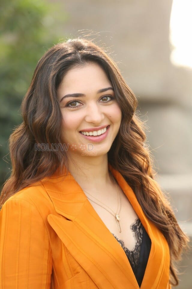 Actress Tamanna Orange Dress Interview Photos