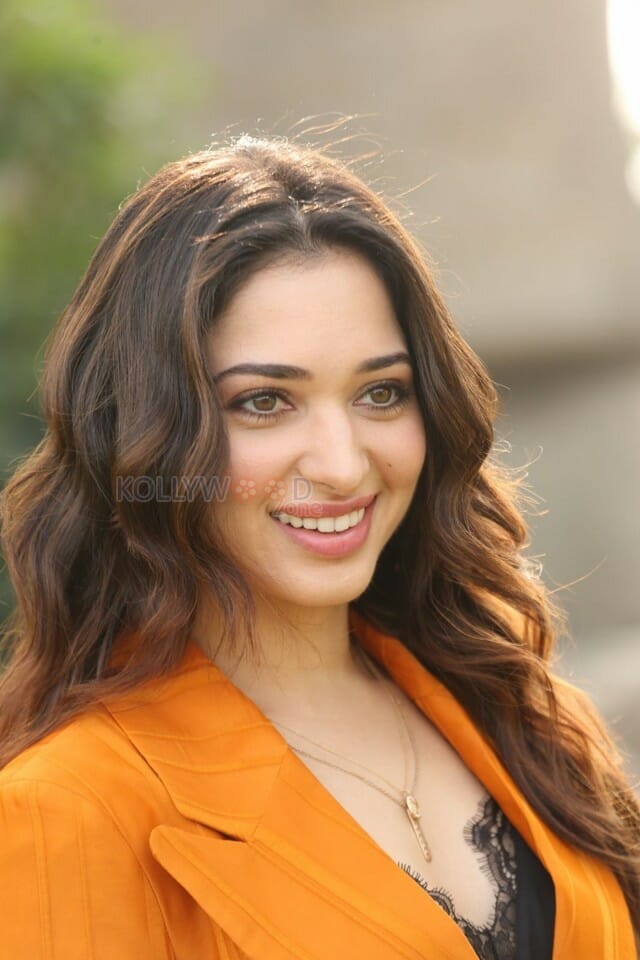 Actress Tamanna Orange Dress Interview Photos