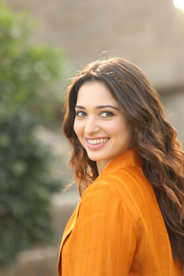 Actress Tamanna Orange Dress Interview Photos