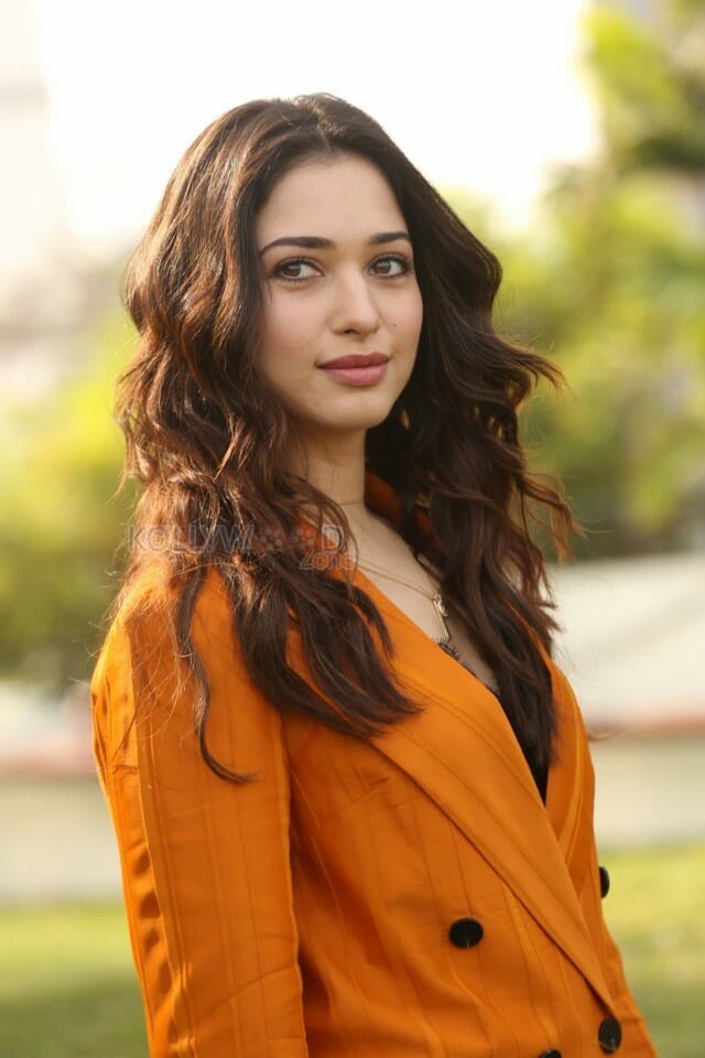 Actress Tamanna Orange Dress Interview Photos