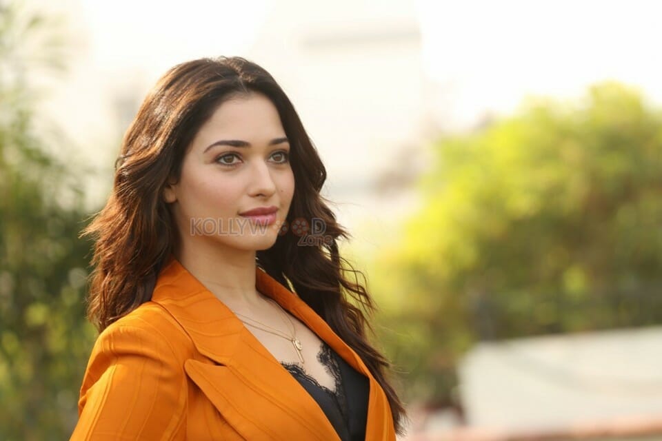 Actress Tamanna Orange Dress Interview Photos