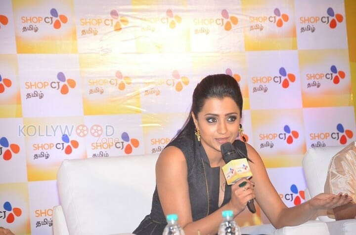 Actress Trisha At Shop Cj Tamil Channel Launch Photos