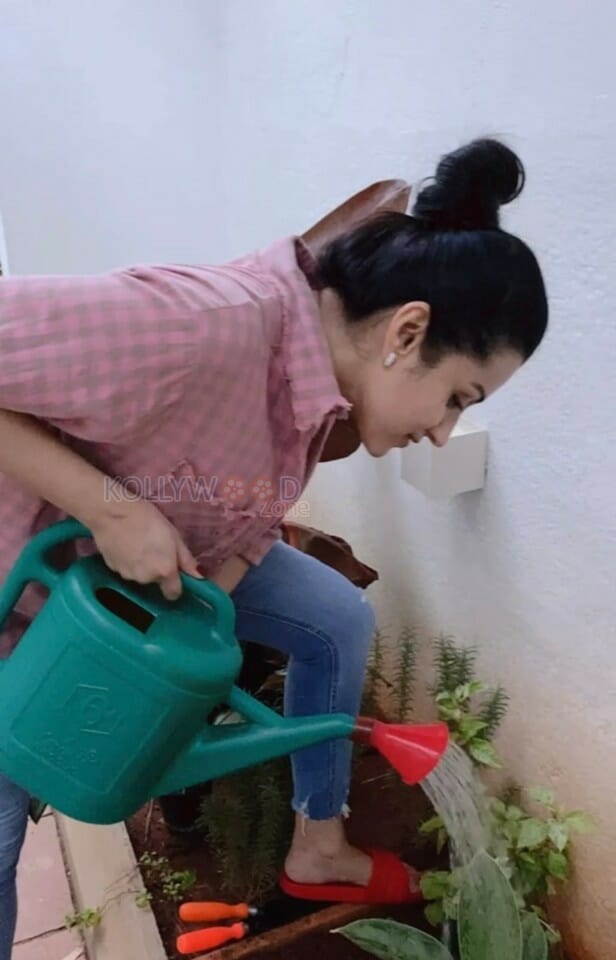 Actress Trisha Krishnan Gardening Photos