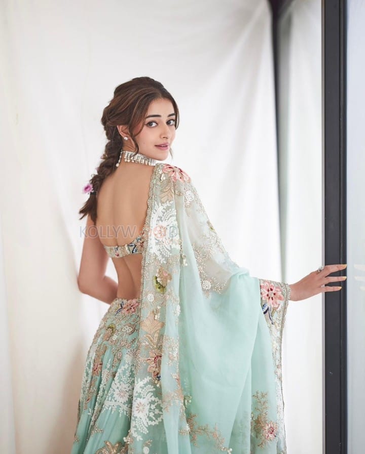 Beautiful Ananya Pandey in a Pastel Blue Floral Lehenga at Anant Ambani and Radhika Merchant Wedding Ceremony Photos 01