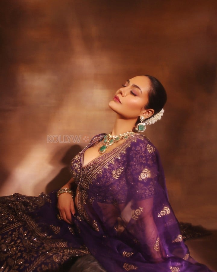 Beautiful Esha Gupta in a Purple Lehenga Pictures 05