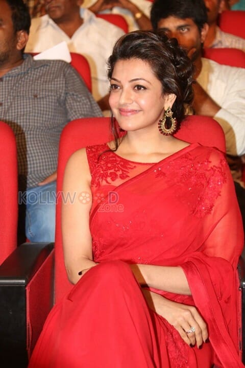 Beautiful Kajal Agarwal Red Saree Photos