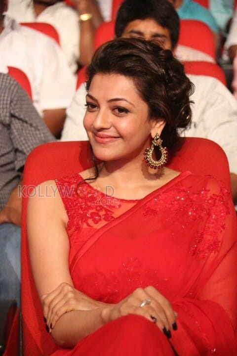 Beautiful Kajal Agarwal Red Saree Photos