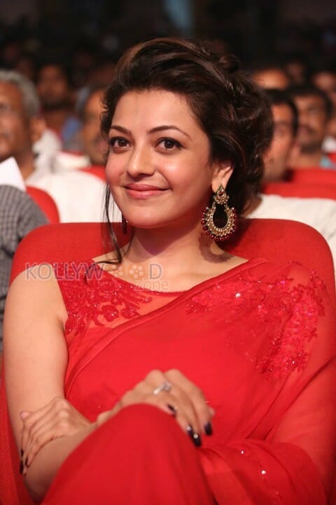 Beautiful Kajal Agarwal Red Saree Photos