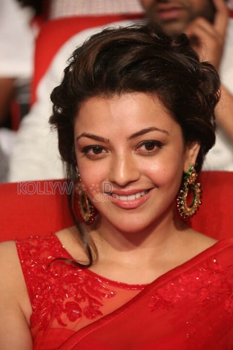 Beautiful Kajal Agarwal Red Saree Photos