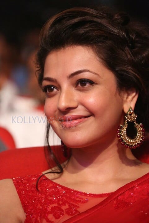 Beautiful Kajal Agarwal Red Saree Photos