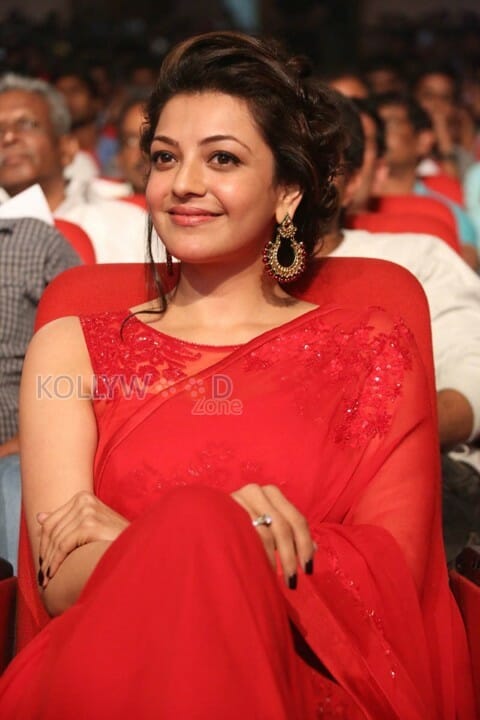 Beautiful Kajal Agarwal Red Saree Photos