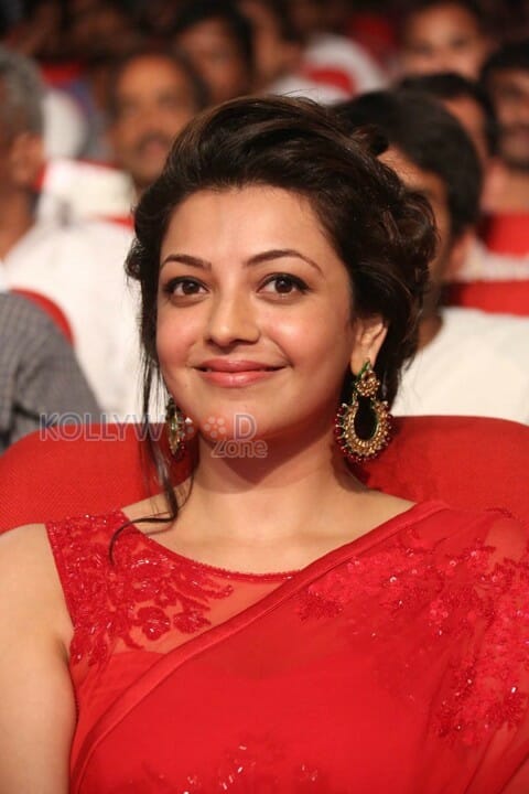 Beautiful Kajal Agarwal Red Saree Photos