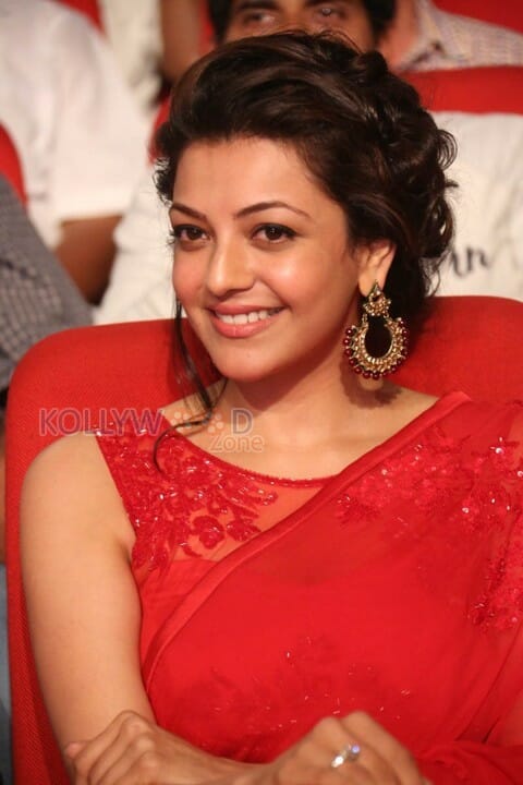 Beautiful Kajal Agarwal Red Saree Photos