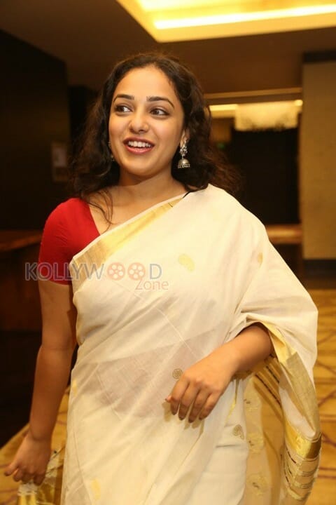 Beautiful Nithya Menen In Saree Stills