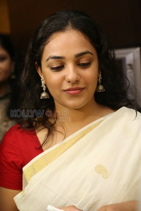 Beautiful Nithya Menen In Saree Stills