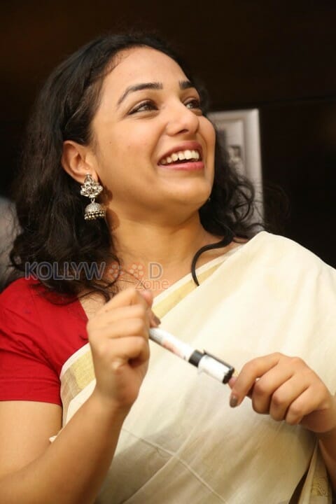 Beautiful Nithya Menen In Saree Stills