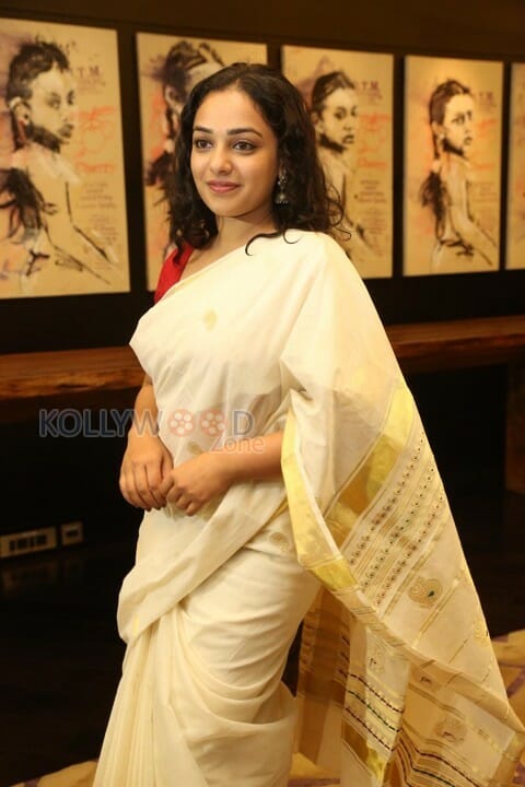 Beautiful Nithya Menen In Saree Stills